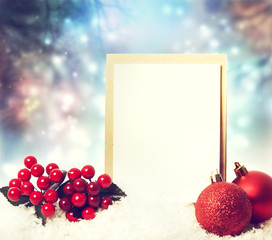 Fototapeta na wymiar Christmas card with ornaments