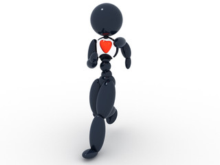Red heart man running #3