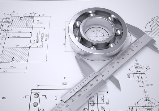Caliper and bearing in the drawing