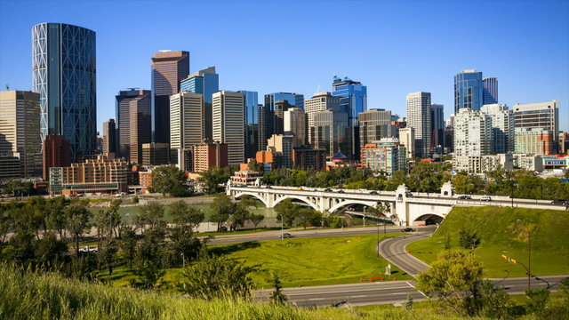 Downtown Calgary skyline, time lapse