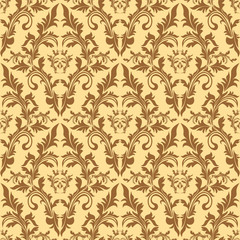 Seamless damask floral pattern in beige colors.