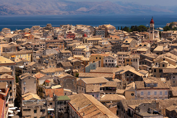 panorama of the capital of Corfu, Greece