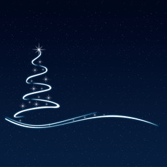 Weihnachten / Weihnachtsbaum mit Schweif und Sternenhimmel