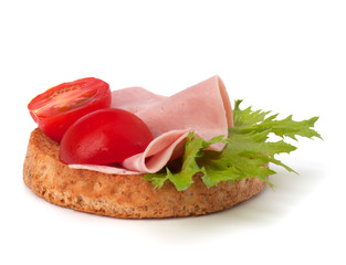 healthy sandwich with vegetable and smoked ham
