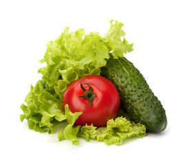 Tomato, cucumber vegetable and lettuce salad