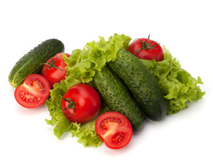 Tomato, cucumber vegetable and lettuce salad