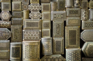 Peel and stick wall murals Middle East traditional souvenir boxes in market of cairo egypt