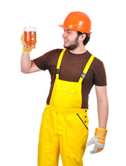 builder with beer