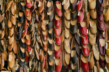 leather slippers in souk of cairo in egypt - obrazy, fototapety, plakaty