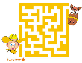 Maze game: cowboy and horse