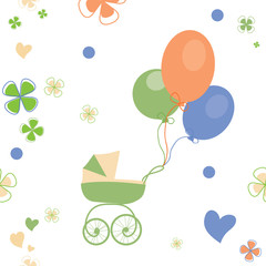 vector background with a buggy and balloons