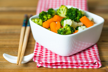 Bowls of variety vegetables