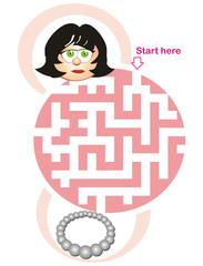 Maze game: woman and necklace