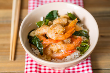 delicious asian fried shrimp and rice