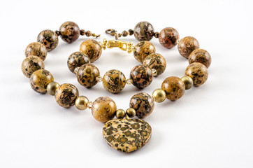 Jasper leopard skin necklace with bracelet