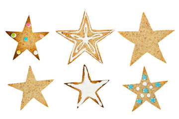 Set of star-shaped cookie. Christmas biscuits isolated on white