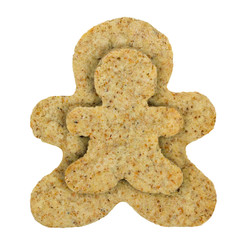 Two gingerbread men cookie isolated on white background.