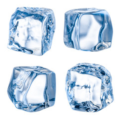 Cubes of ice on a white background. With clipping path