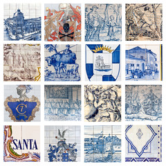 Fototapeta na wymiar Descriptive Portuguese Tiles Collage