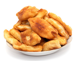 patties in the plate on white background