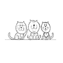 Cat and dogs sketch for your design