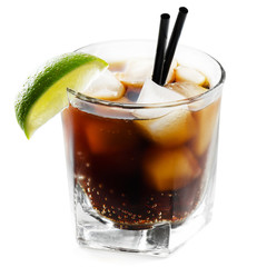Cocktail with lime and cola