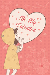Valentine card with Be My Valentine words