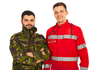 Fototapeta premium Paramedic and soldier man