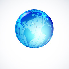 Illustration of globe inside water drop.
