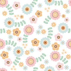 北欧風花柄パターン（淡色）