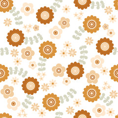 北欧風花柄パターン（ベージュ）