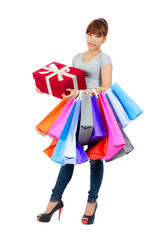 Young asian woman with shopping bags