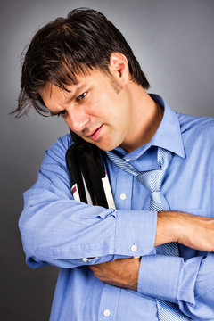 Portrait of a drunk businessman