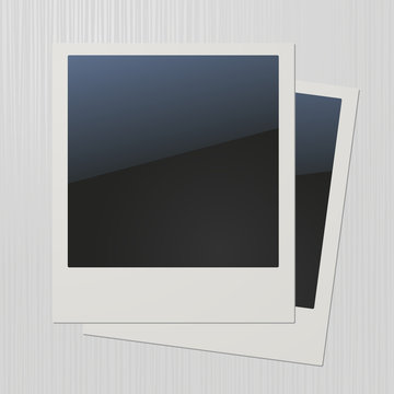 Two blank retro polaroid photo frames