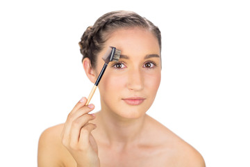 Fototapeta premium Relaxed gorgeous model using eyebrow brush