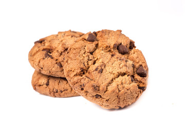 chocolate chip cookie isolated on white background 