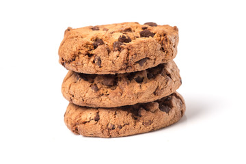 chocolate chip cookie isolated on white background 