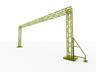 Green metal stage construction rendered isolated