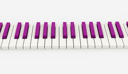 Pink piano keyboard rendered