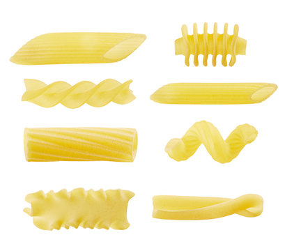 Eight different types of pasta