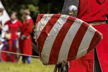 Damaged shield of medieval knight
