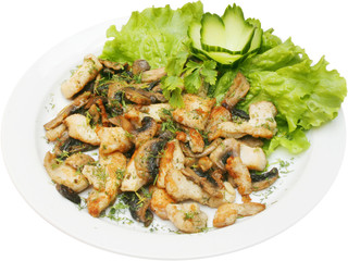 Chicken morsels on Barbecue with sauce