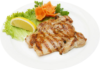 Grilled steak and vegetables