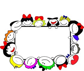 Cuadro con caritas de niños alegres - Vectores