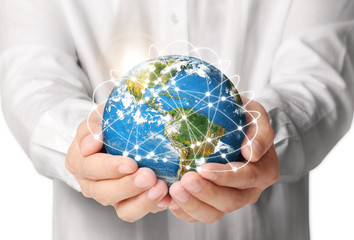 earth social in human hand