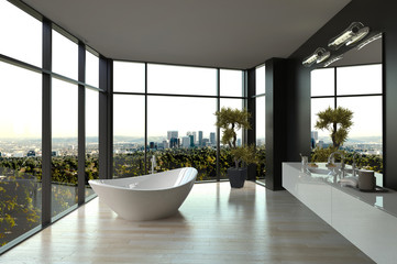 Fototapeta premium Modern white luxury bathroom interior