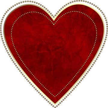 Red grunge heart isolated on a white