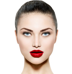 Beauty Woman Portrait. Makeup for Brunette with Blue eyes