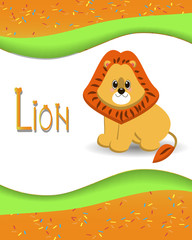 Obraz na płótnie Canvas Animal alphabet lion with a colored background