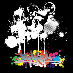 Hip-hop dancers silhouettes